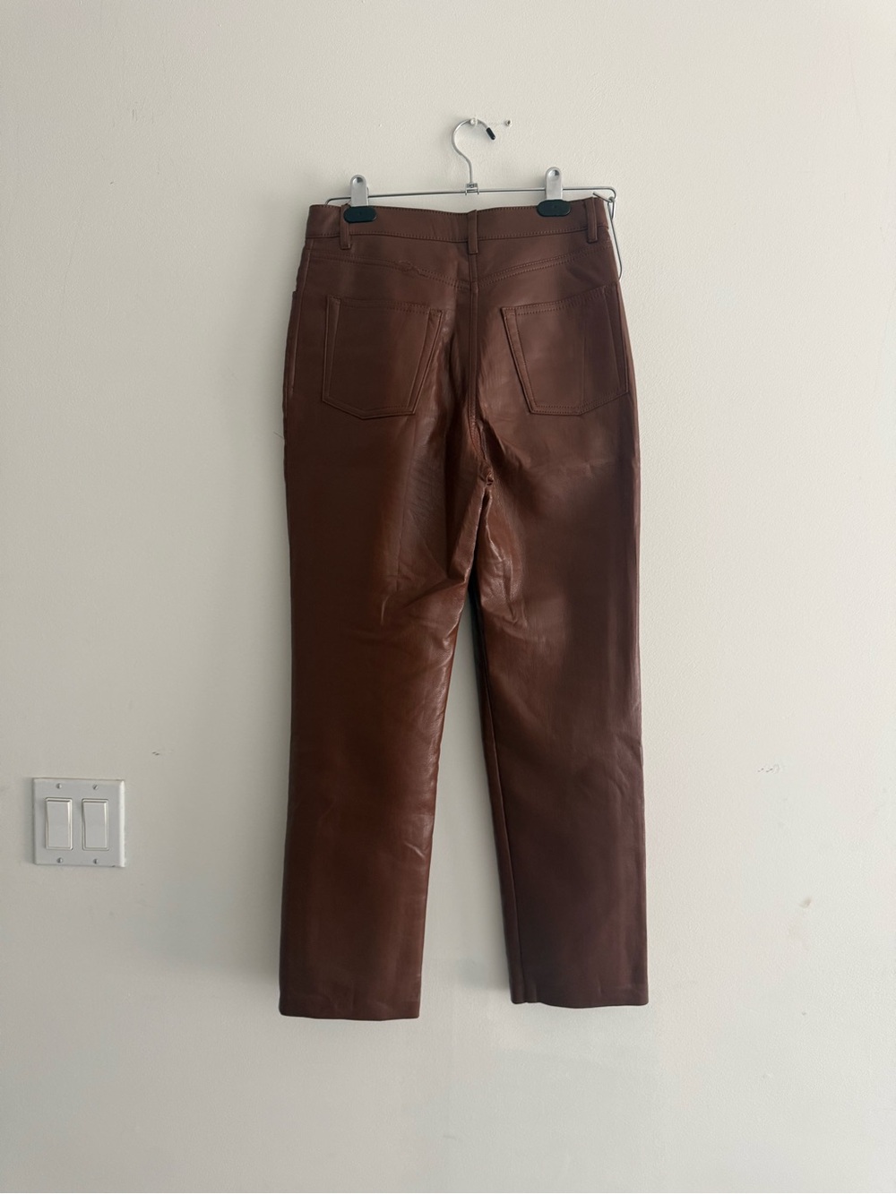 Aritzia Wilfred High-Rise Faux Leather Straight Leg Pants - Brown size 2 - Picture 8 of 11
